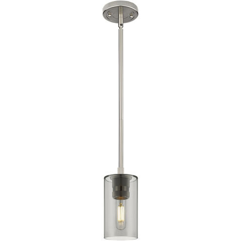 Crown Point 1 Light 3.88 inch Satin Nickel Pendant Ceiling Light in Plated Smoke Glass