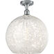 Edison White Mouchette 1 Light 13.75 inch Polished Chrome Semi-Flush Mount Ceiling Light