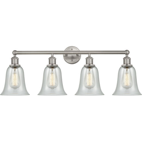 Edison Hanover 4 Light 33.25 inch Brushed Satin Nickel Bath Vanity Light Wall Light in Fishnet Glass