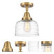 Franklin Restoration Bell LED 8 inch Brushed Brass Flush Mount Ceiling Light in Clear Deco Swirl Glass