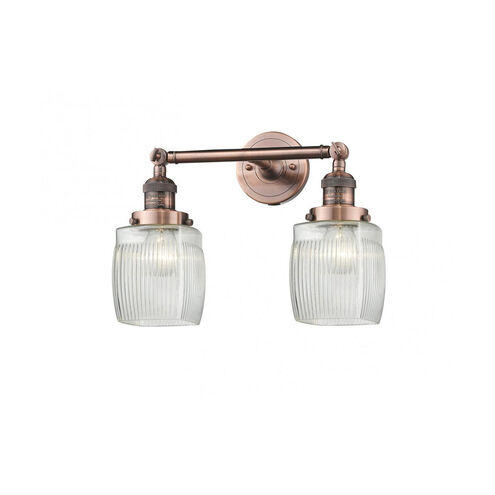 Franklin Restoration Colton 2 Light 16 inch Antique Copper Bath Vanity Light Wall Light, Franklin Restoration
