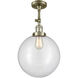 Franklin Restoration XX-Large Beacon 1 Light 12 inch Antique Brass Semi-Flush Mount Ceiling Light in Incandescent, Clear Glass, Franklin Restoration