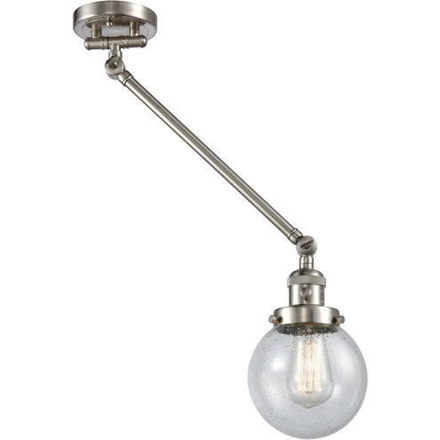 Beacon 21 inch 100 watt Satin Nickel Swing Arm Wall Light in Brushed Satin Nickel, Seedy Glass, Franklin Restoration