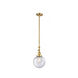 Franklin Restoration Large Beacon LED 8 inch Satin Gold Mini Pendant Ceiling Light in Seedy Glass, Franklin Restoration