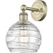 Athens Deco Swirl 1 Light 8 inch Antique Brass Sconce Wall Light in Clear Deco Swirl Glass