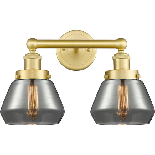 Fulton 2 Light 15.5 inch Satin Gold Bath Vanity Light Wall Light in Plated Smoke