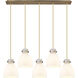 Newton Bell 5 Light 39.75 inch Brushed Brass Linear Pendant Ceiling Light in White Glass