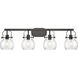 Pilaster II Sphere 4 Light 36.5 inch Matte Black Bath Vanity Light Wall Light in Seedy Glass