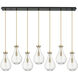 Owego 7 Light 36.63 inch Champagne Bronze Linear Pendant Ceiling Light in Seedy Glass
