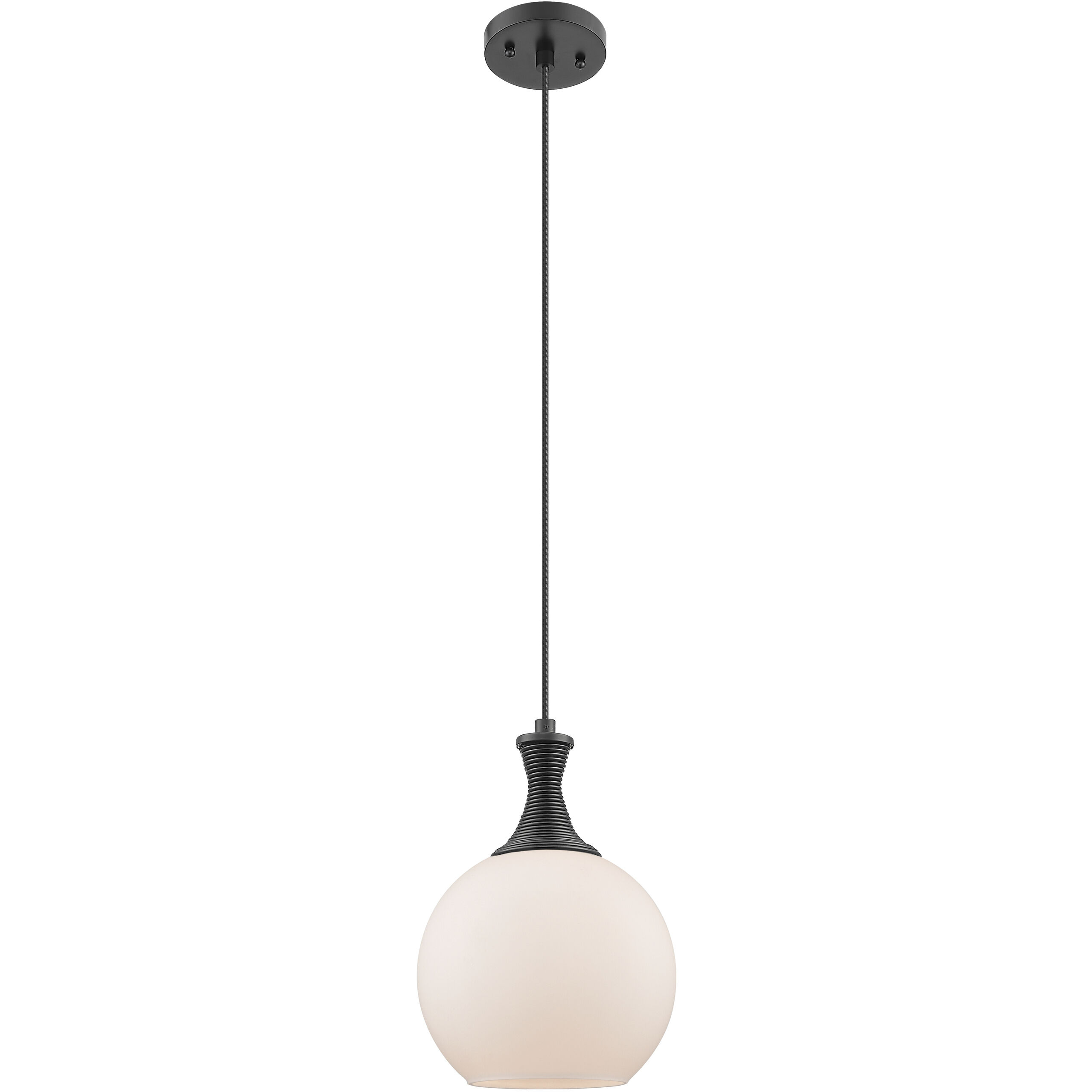 Astor 1 Light 8 inch Matte Black Mini Pendant Ceiling Light in Matte White Glass