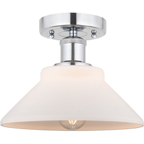 Edison Orwell 1 Light 8 inch Polished Chrome Semi-Flush Mount Ceiling Light in Matte White Glass