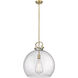 Newton Sphere 1 Light 18 inch Brushed Brass Pendant Ceiling Light in Seedy Glass
