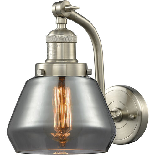 Franklin Restoration Fulton LED 7 inch Brushed Satin Nickel Sconce Wall Light in Plated Smoke Glass, Franklin Restoration