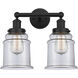 Edison Canton 2 Light 15 inch Matte Black Bath Vanity Light Wall Light in Clear Glass