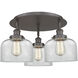 Bell 3 Light 19.75 inch Oil Rubbed Bronze Flush Mount Ceiling Light in Clear