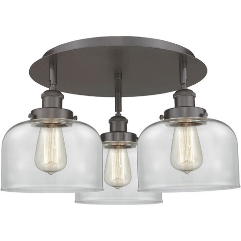 Bell 3 Light 19.75 inch Oil Rubbed Bronze Flush Mount Ceiling Light in Clear