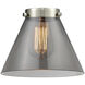 Franklin Restoration Cone LED 8 inch Antique Copper Mini Pendant Ceiling Light in Light Smoke Glass, Franklin Restoration