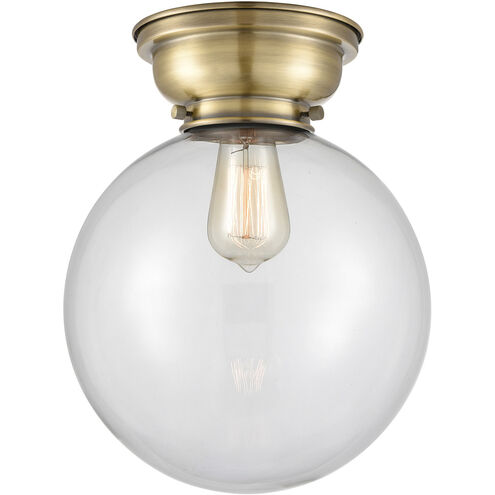Aditi X-Large Beacon LED 10 inch Antique Brass Flush Mount Ceiling Light in Clear Glass, Aditi