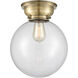 Aditi X-Large Beacon LED 10 inch Antique Brass Flush Mount Ceiling Light in Clear Glass, Aditi