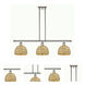 Woven Rattan Island Light Ceiling Light in Polished Nickel