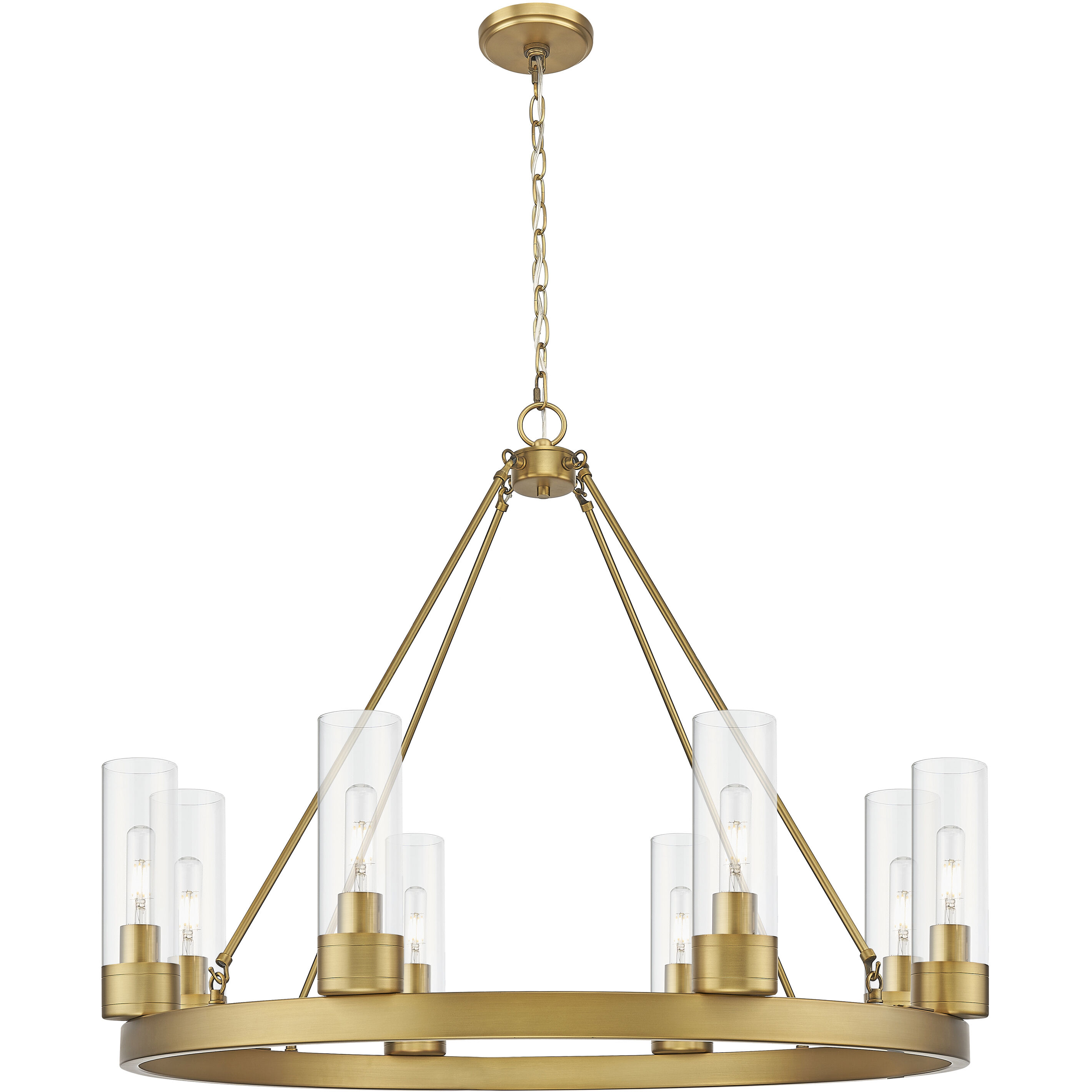Boreas 8 Light 36 inch Brushed Brass Chandelier Ceiling Light in Clear Glass
