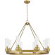 Boreas 8 Light 36 inch Brushed Brass Chandelier Ceiling Light in Clear Glass