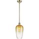 Ballston Brookhaven Flute 1 Light 7 inch Antique Brass Mini Pendant Ceiling Light in Amber Glass
