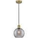 Edison Athens Deco Swirl 1 Light 8 inch Brushed Brass Mini Pendant Ceiling Light