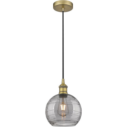 Edison Athens Deco Swirl 1 Light 8 inch Brushed Brass Mini Pendant Ceiling Light