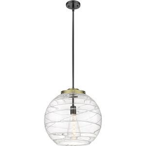 Ballston Athens Deco Swirl LED 15.75 inch Black Antique Brass Pendant Ceiling Light in Clear Deco Swirl