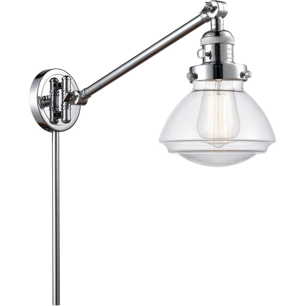 Olean 18 inch 3.50 watt Polished Chrome Swing Arm Wall Light, Franklin Restoration