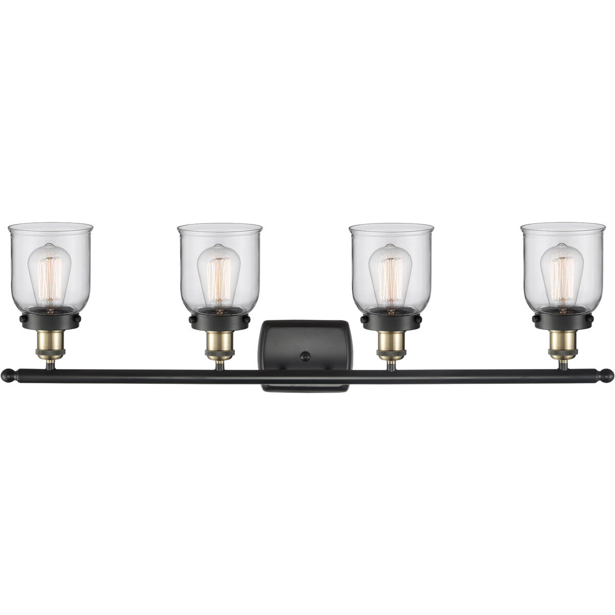 Ballston Small Bell LED 36 inch Black Antique Brass Bath Vanity Light Wall Light in Clear Glass