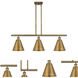 Ballston Cone 3 Light 36 inch Brushed Brass Island Light Ceiling Light