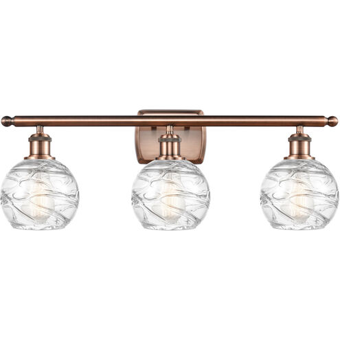 Ballston Small Deco Swirl 3 Light 26 inch Antique Copper Bath Vanity Light Wall Light, Ballston