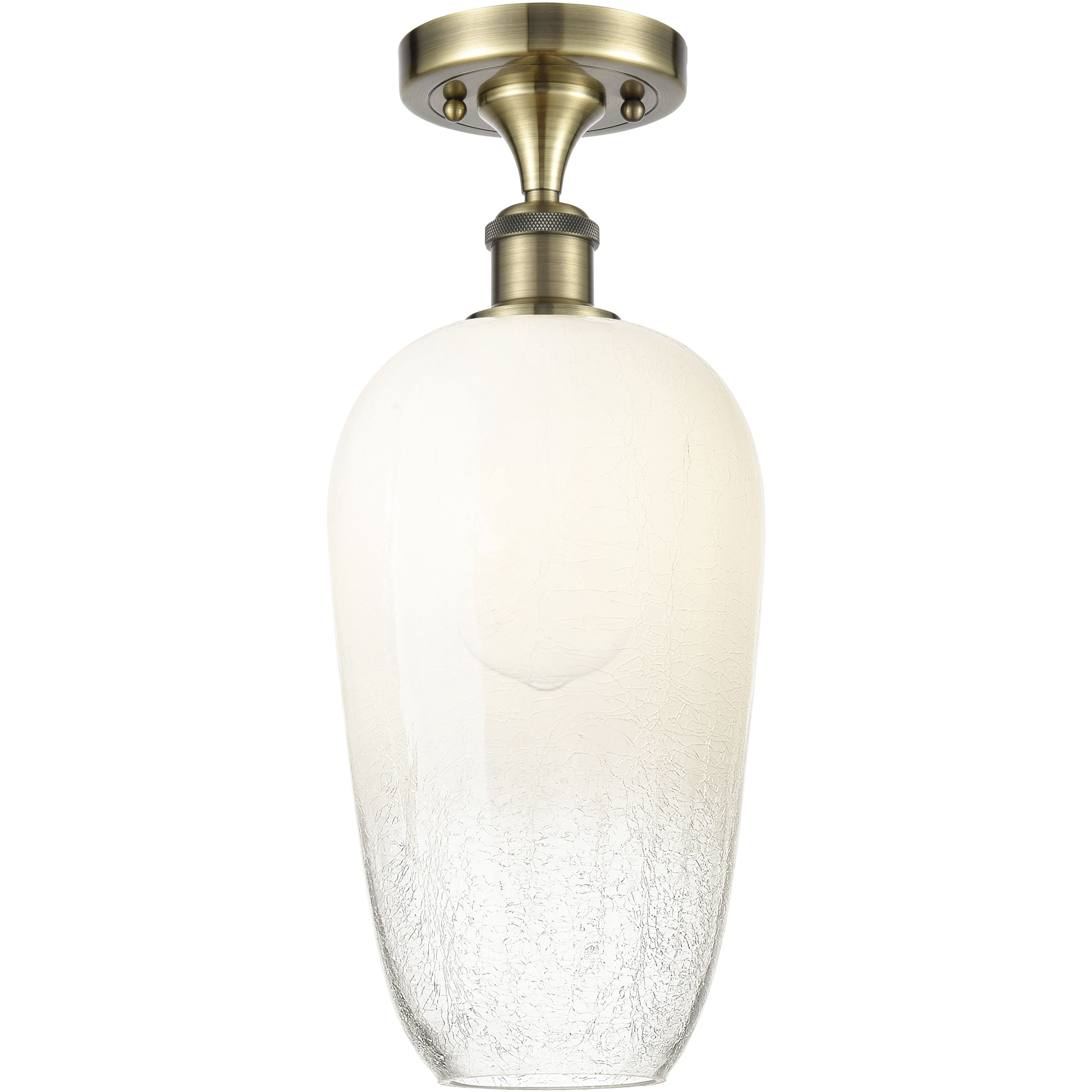 Ballston Brookhaven Flute 1 Light 7 inch Antique Brass Semi-Flush Mount Ceiling Light in Opal Glass