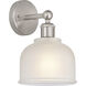 Edison Dayton 1 Light 6 inch Brushed Satin Nickel Sconce Wall Light in White
