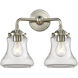 Nouveau Bellmont 2 Light 14 inch Brushed Satin Nickel Bath Vanity Light Wall Light in Clear Glass, Nouveau