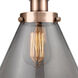 Ballston Large Cone LED 8 inch Antique Copper Pendant Ceiling Light in Plated Smoke Glass