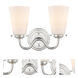 Scarlett 2 Light 14 inch Polished Chrome Bath Vanity Light Wall Light in White Glass