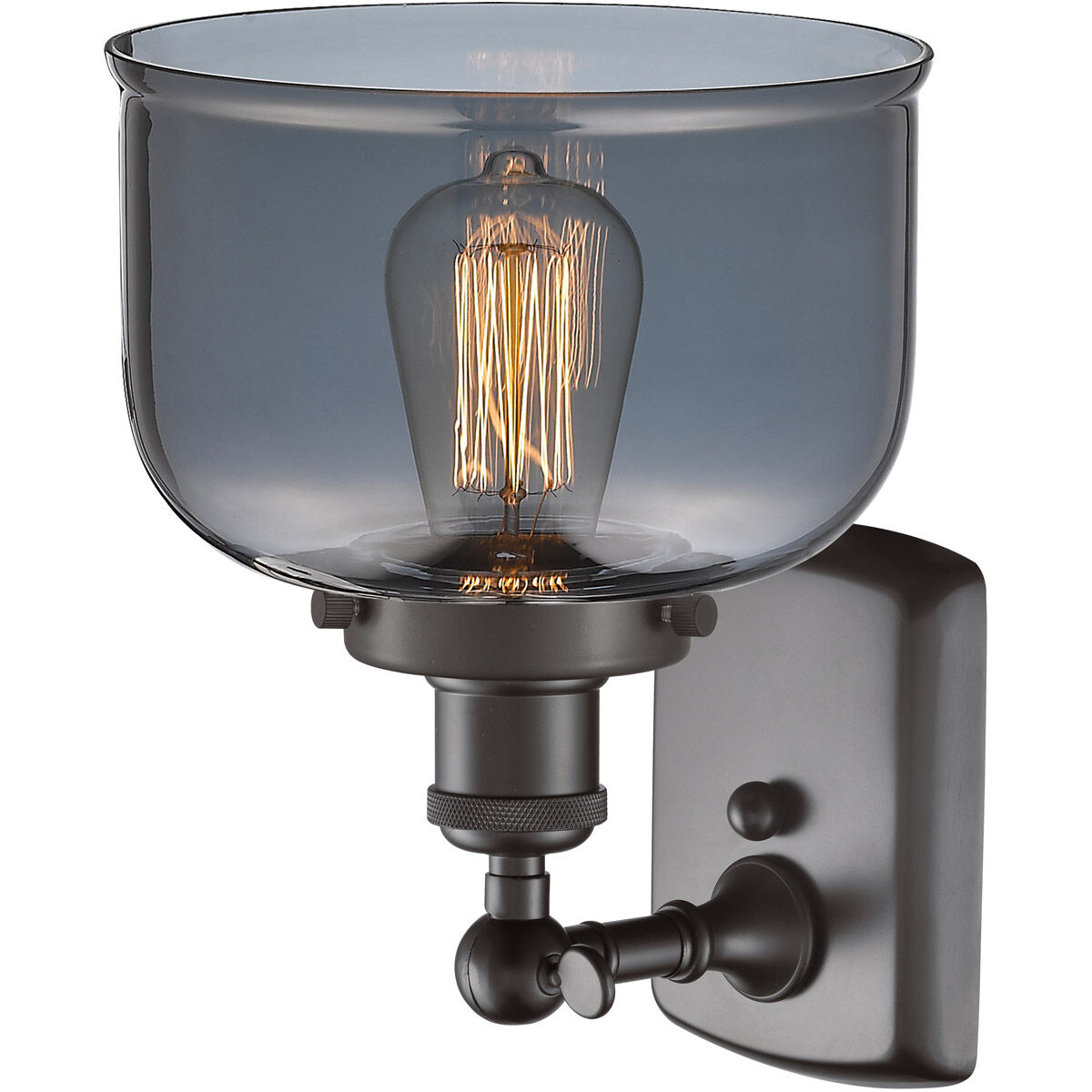 Ballston Large Bell LED 8 inch Oil Rubbed Bronze Sconce Wall Light in Plated Smoke Glass, Ballston