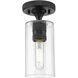 Downtown Urban Crown Point 1 Light 3.88 inch Matte Black Flush Mount Ceiling Light in Clear