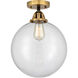 Nouveau 2 Beacon LED 12 inch Black Antique Brass Semi-Flush Mount Ceiling Light in Clear Glass