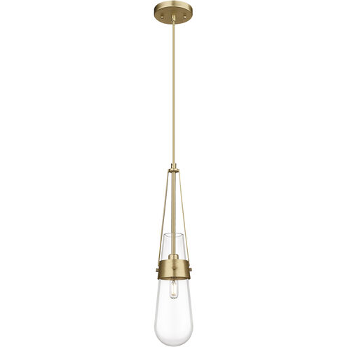 Milan 1 Light 4.38 inch Brushed Brass Pendant Ceiling Light in Clear Glass