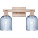 Bridal Veil 2 Light 16 inch Antique Copper Bath Vanity Light Wall Light in Blue Glass