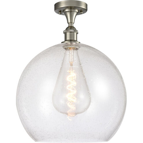 Ballston Athens LED 13.75 inch Brushed Satin Nickel Semi-Flush Mount Ceiling Light in Seedy Glass