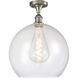 Ballston Athens LED 13.75 inch Brushed Satin Nickel Semi-Flush Mount Ceiling Light in Seedy Glass
