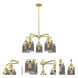 Bell 5 Light 23 inch Satin Gold Chandelier Ceiling Light in Plated Smoke Glass