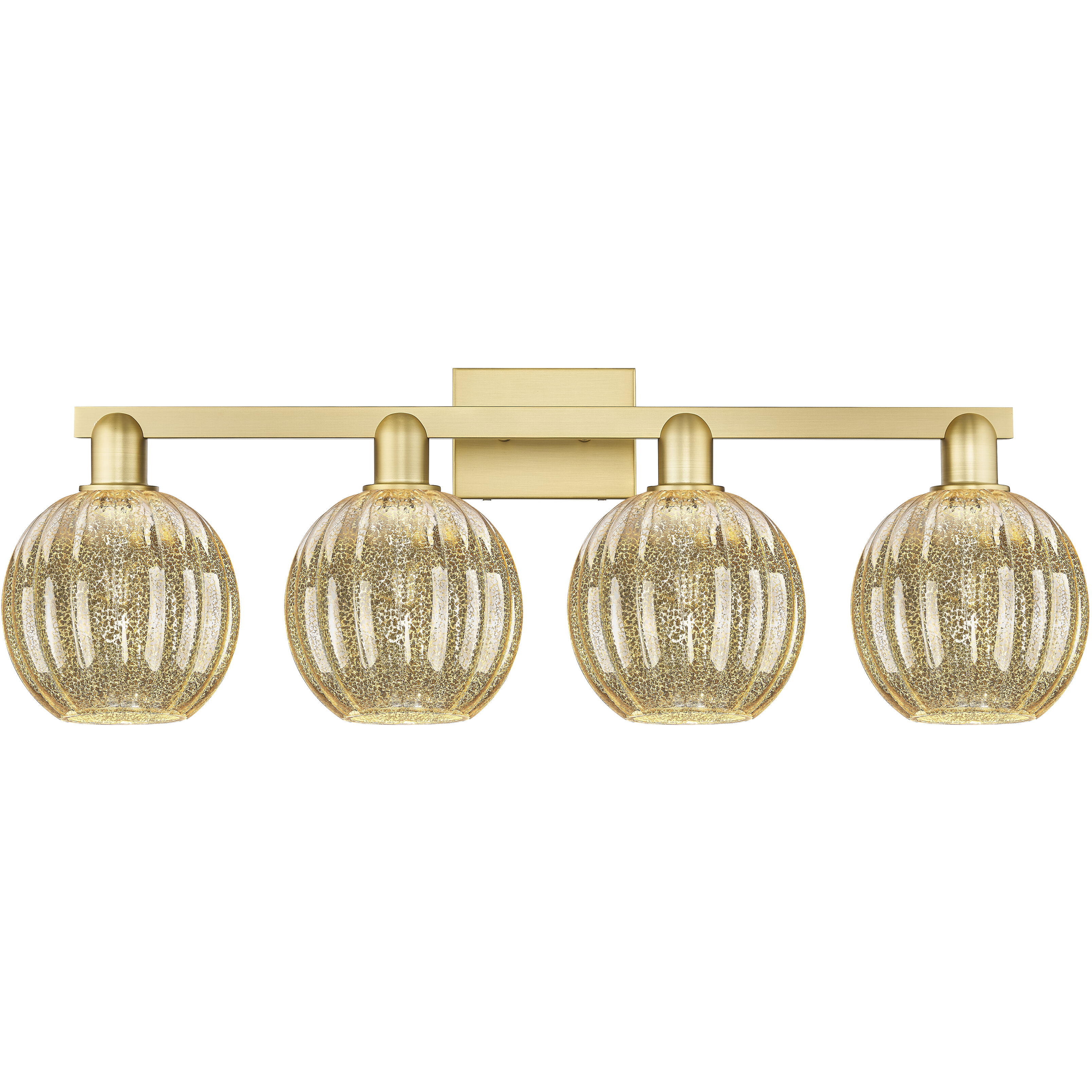 Preston 4 Light 36 inch Satin Gold Bath Vanity Light Wall Light in Mercury Glass