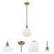 Ballston Athens 1 Light 8 inch Brushed Brass Mini Pendant Ceiling Light in Matte White Glass, Ballston