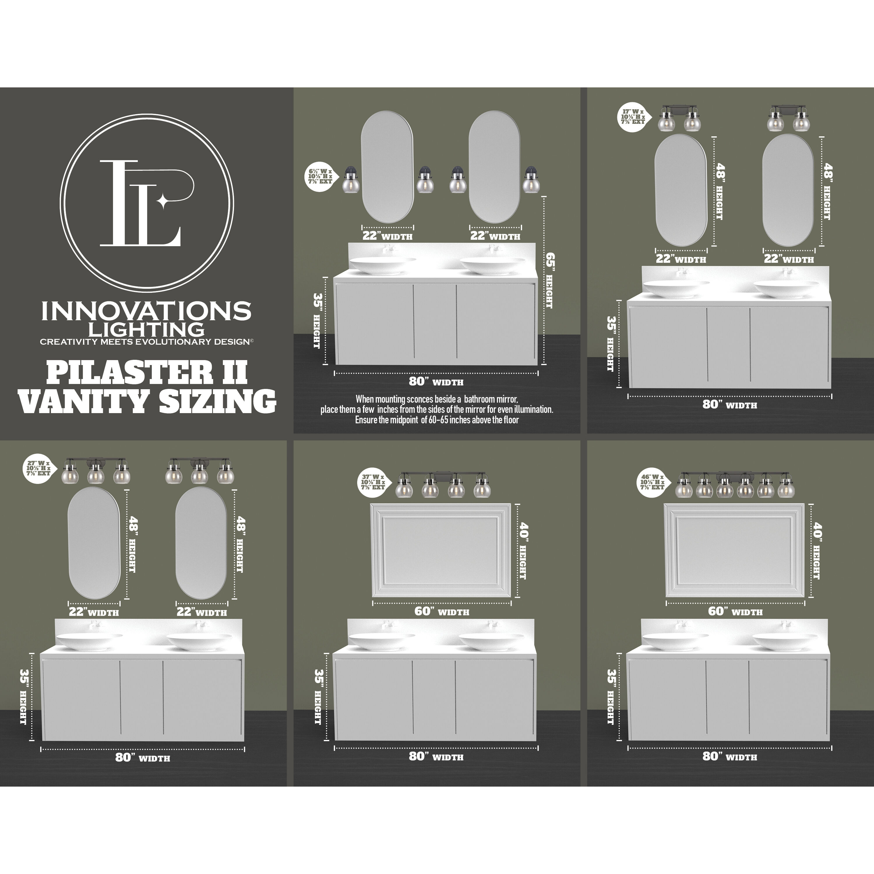 Pilaster II Cone 6 Light 45.5 inch Brushed Brass Bath Vanity Light Wall Light in Seedy Glass